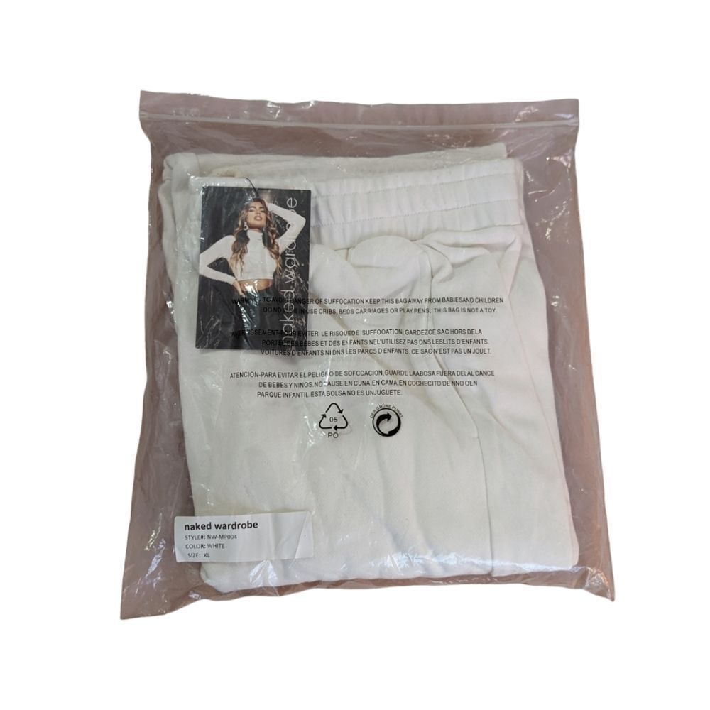 Naked Wardrobe Jogger Cozy‎ Sweatpants Women's sz XL in White NEW WITH TAGS - Picture 9 of 12